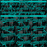 Custom Black Aqua-Gray Raglan Sleeves Neon Lightning Crackle Two-Button Unisex Softball Jersey