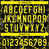 Custom Black Light Yellow-Gray Raglan Sleeves Neon Lightning Crackle Two-Button Unisex Softball Jersey