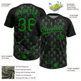 Custom Black Grass Green-Gray Raglan Sleeves Neon Lightning Crackle Two-Button Unisex Softball Jersey