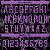 Custom Black Medium Purple-Gray Raglan Sleeves Neon Lightning Crackle Two-Button Unisex Softball Jersey