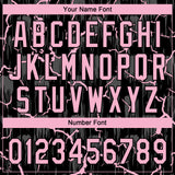 Custom Black Light Pink-Gray Raglan Sleeves Neon Lightning Crackle Two-Button Unisex Softball Jersey