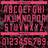 Custom Black Neon Pink-Gray Raglan Sleeves Neon Lightning Crackle Two-Button Unisex Softball Jersey