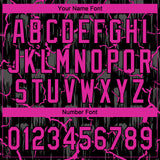 Custom Black Deep Pink-Gray Raglan Sleeves Neon Lightning Crackle Two-Button Unisex Softball Jersey