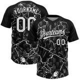 Custom Black White-Gray Raglan Sleeves Neon Lightning Crackle Two-Button Unisex Softball Jersey