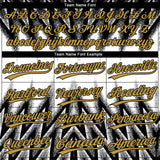 Custom Black Old Gold-White Raglan Sleeves Abstract Geometric Chevron Zigzag Two-Button Unisex Softball Jersey