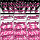 Custom Black Pink-White Raglan Sleeves Abstract Geometric Chevron Zigzag Two-Button Unisex Softball Jersey