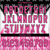 Custom Black Pink-White Raglan Sleeves Abstract Geometric Chevron Zigzag Two-Button Unisex Softball Jersey