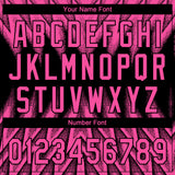Custom Black-Pink Raglan Sleeves Abstract Geometric Chevron Zigzag Two-Button Unisex Softball Jersey