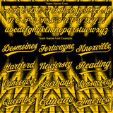 Custom Black-Yellow Raglan Sleeves Abstract Geometric Chevron Zigzag Two-Button Unisex Softball Jersey