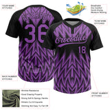 Custom Black-Purple Raglan Sleeves Abstract Geometric Chevron Zigzag Two-Button Unisex Softball Jersey
