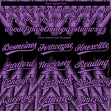 Custom Black-Purple Raglan Sleeves Abstract Geometric Chevron Zigzag Two-Button Unisex Softball Jersey