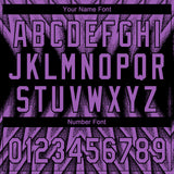 Custom Black-Purple Raglan Sleeves Abstract Geometric Chevron Zigzag Two-Button Unisex Softball Jersey