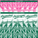 Custom Pink Kelly Green-White Raglan Sleeves Abstract Geometric Chevron Zigzag Two-Button Unisex Softball Jersey