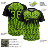Custom Black-Neon Green Raglan Sleeves Abstract Geometric Chevron Zigzag Two-Button Unisex Softball Jersey