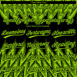 Custom Black-Neon Green Raglan Sleeves Abstract Geometric Chevron Zigzag Two-Button Unisex Softball Jersey
