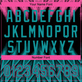 Custom Black Teal-Pink Raglan Sleeves Abstract Geometric Chevron Zigzag Two-Button Unisex Softball Jersey