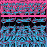 Custom Black Sky Blue-Pink Raglan Sleeves Abstract Geometric Chevron Zigzag Two-Button Unisex Softball Jersey