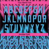 Custom Black Sky Blue-Pink Raglan Sleeves Abstract Geometric Chevron Zigzag Two-Button Unisex Softball Jersey