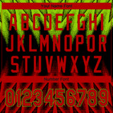 Custom Black Red-Neon Green Raglan Sleeves Abstract Geometric Chevron Zigzag Two-Button Unisex Softball Jersey