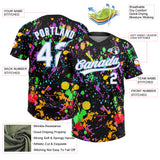 Custom Graffiti Pattern White-Light Blue Multicolor Paint Splatter Two-Button Unisex Softball Jersey
