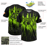 Custom Black-Neon Green Dripping Splatter Paint 3D Pattern Two-Button Unisex Softball Jersey