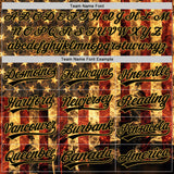 Custom Black-Old Gold American Flag Two-Button Unisex Softball Jersey