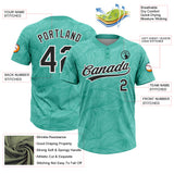 Custom Teal Black-White Abstract Curved Lines 3D Pattern Two-Button Unisex Softball Jersey