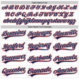 Custom White Navy-Red Raglan Sleeves Stripes Two-Button Unisex Softball Jersey