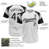 Custom White Black-Gray Raglan Sleeves Stripes Two-Button Unisex Softball Jersey