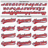 Custom White Red-Navy Raglan Sleeves Stripes Two-Button Unisex Softball Jersey
