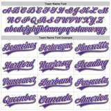 Custom White Purple-Black Raglan Sleeves Stripes Two-Button Unisex Softball Jersey