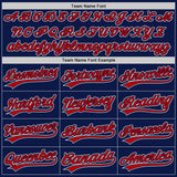 Custom Navy Red-White Raglan Sleeves Stripes Two-Button Unisex Softball Jersey