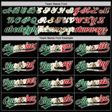Custom Black Vintage Mexican Flag Cream-Kelly Green Raglan Sleeves Stripes Two-Button Unisex Softball Jersey