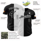 Custom Black White-Black Pinstripe Authentic Split Fashion Baseball Jersey