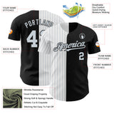 Custom Black White-Silver Pinstripe Authentic Split Fashion Baseball Jersey