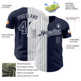 Custom Navy White-Navy Pinstripe Authentic Split Fashion Baseball Jersey