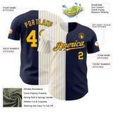Custom Navy White-Gold Pinstripe Authentic Split Fashion Baseball Jersey