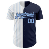 Custom Navy White-Light Blue Pinstripe Authentic Split Fashion Baseball Jersey
