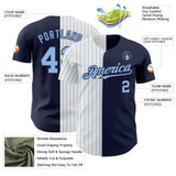 Custom Navy White-Light Blue Pinstripe Authentic Split Fashion Baseball Jersey
