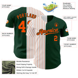 Custom Green White-Orange Pinstripe Authentic Split Fashion Baseball Jersey