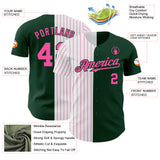 Custom Green White-Pink Pinstripe Authentic Split Fashion Baseball Jersey