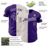 Custom Purple Cream-Purple Pinstripe Authentic Split Fashion Baseball Jersey