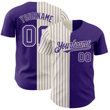 Custom Purple Cream-Purple Pinstripe Authentic Split Fashion Baseball Jersey