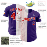 Custom Purple White-Red Pinstripe Authentic Split Fashion Baseball Jersey