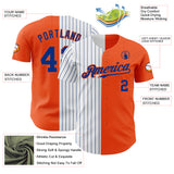 Custom Orange White-Royal Pinstripe Authentic Split Fashion Baseball Jersey
