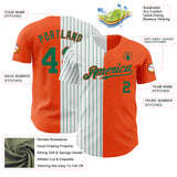 Custom Orange White-Kelly Green Pinstripe Authentic Split Fashion Baseball Jersey