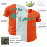 Custom Orange White-Aqua Pinstripe Authentic Split Fashion Baseball Jersey