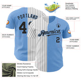 Custom Light Blue White-Black Pinstripe Authentic Split Fashion Baseball Jersey