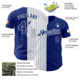 Custom Royal White-Royal Pinstripe Authentic Split Fashion Baseball Jersey