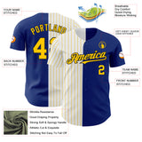 Custom Royal Black-Yellow Pinstripe Authentic Split Fashion Baseball Jersey